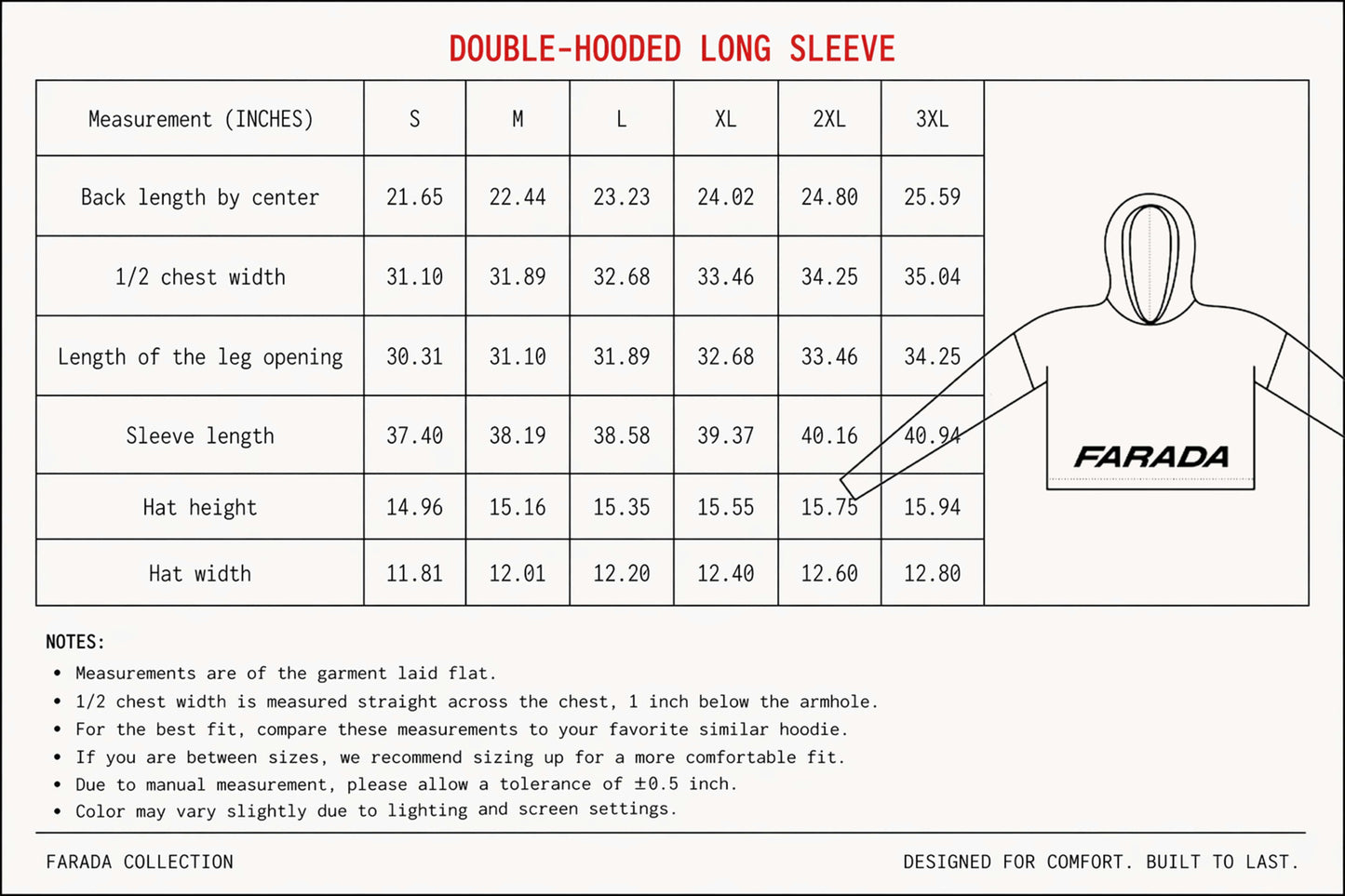 FARADA Double-Hooded Long Sleeve