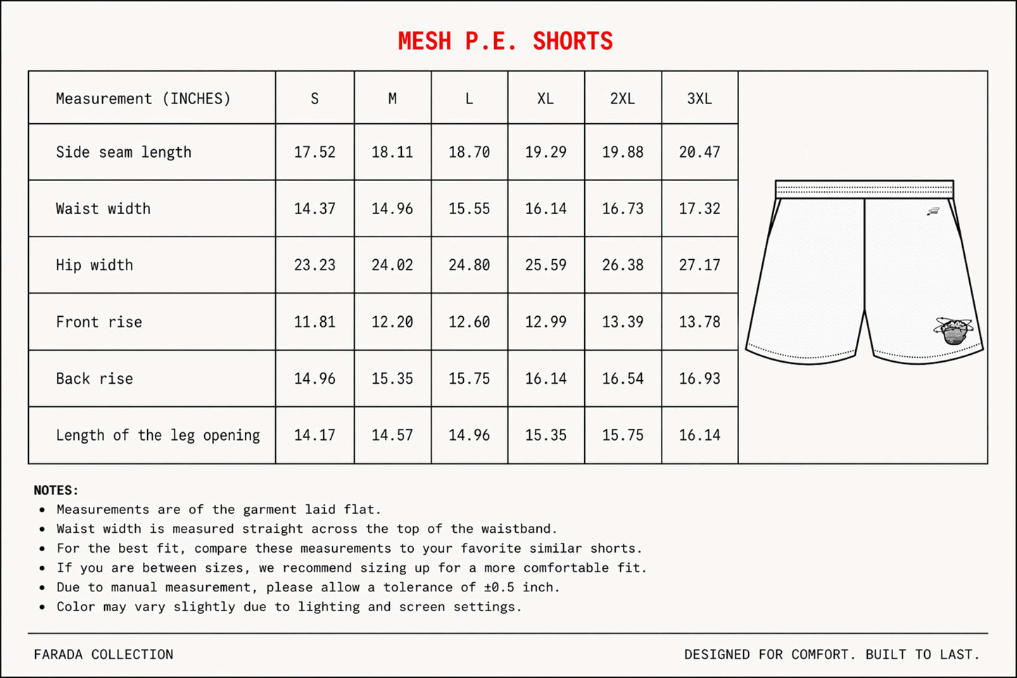 FARADA Mesh P.E. Shorts
